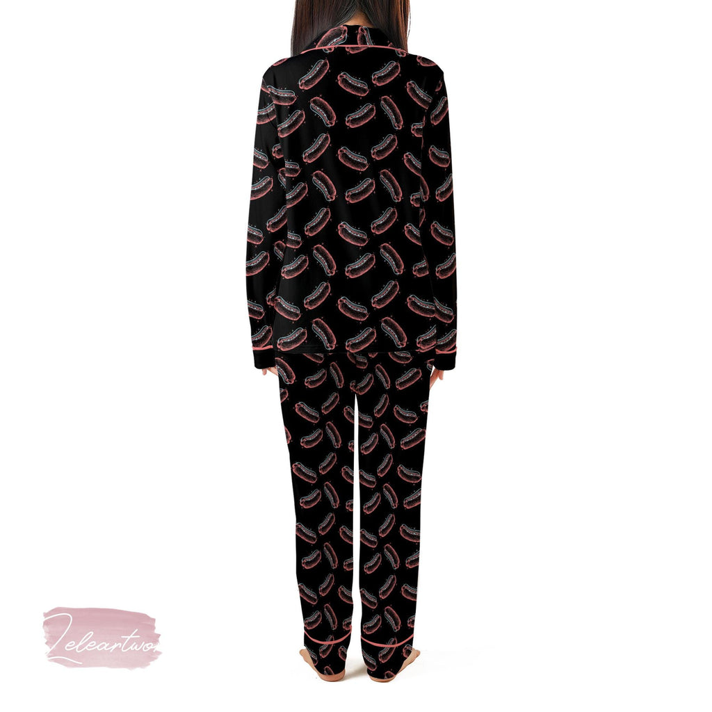 4th of July Hot Dog Pajama Set – Funny Retro Short Sleeve Sleepwear, BBQ Lover Loungewear Gift, You Look Like the 4th of July
