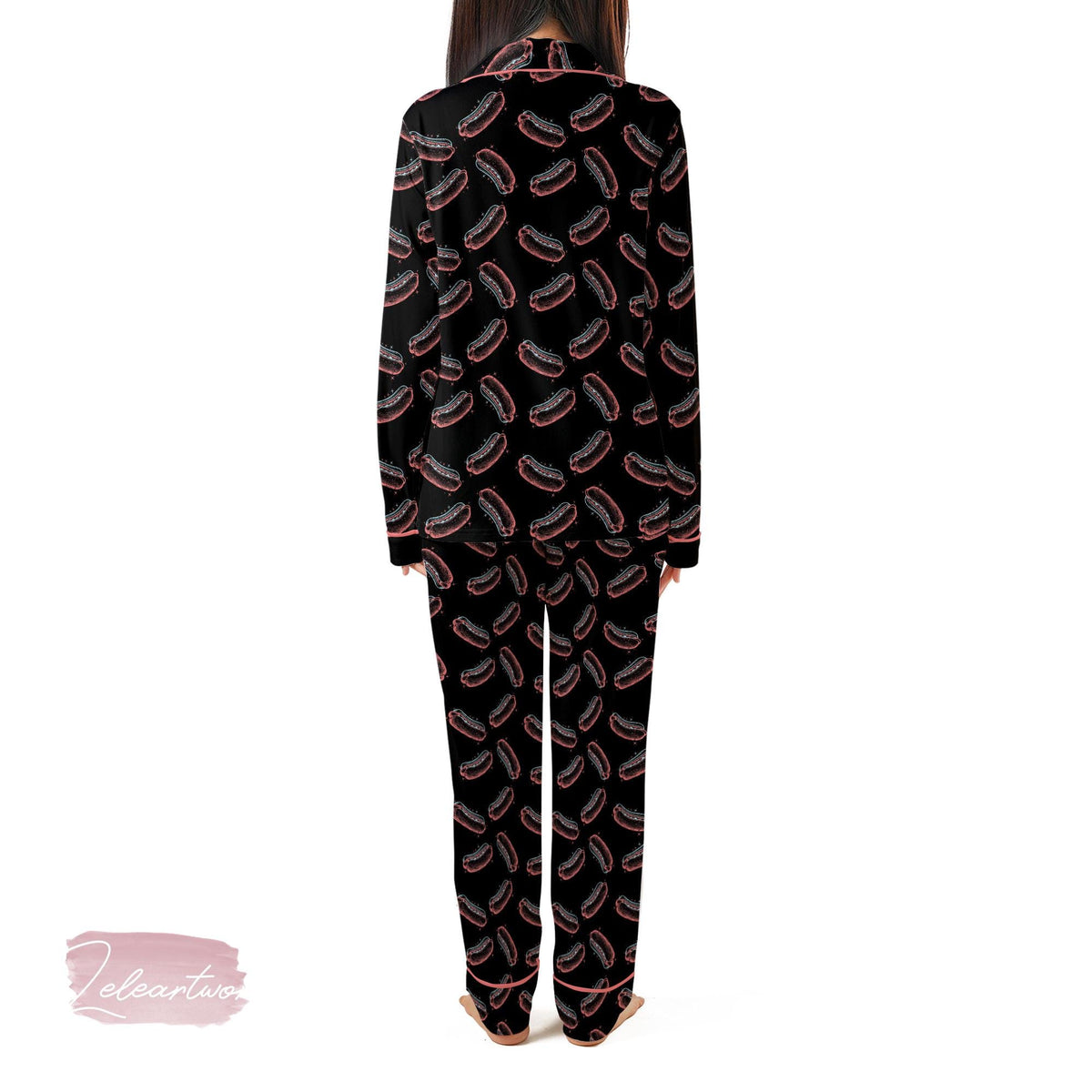 4th of July Hot Dog Pajama Set – Funny Retro Short Sleeve Sleepwear, BBQ Lover Loungewear Gift, You Look Like the 4th of July