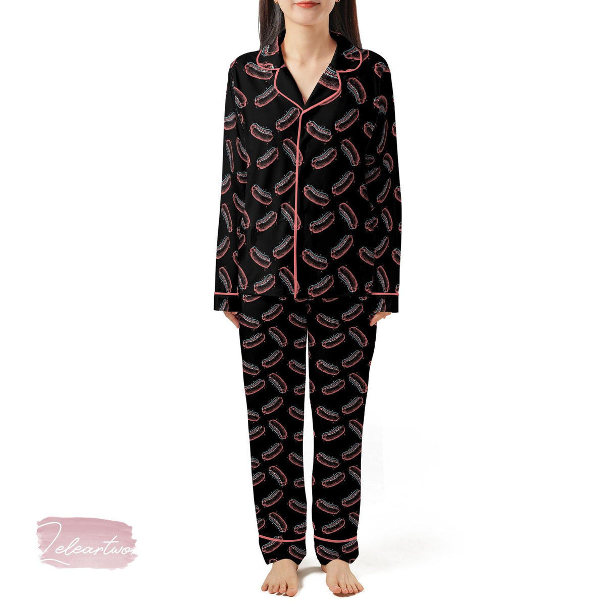 4th of July Hot Dog Pajama Set – Funny Retro Short Sleeve Sleepwear, BBQ Lover Loungewear Gift, You Look Like the 4th of July