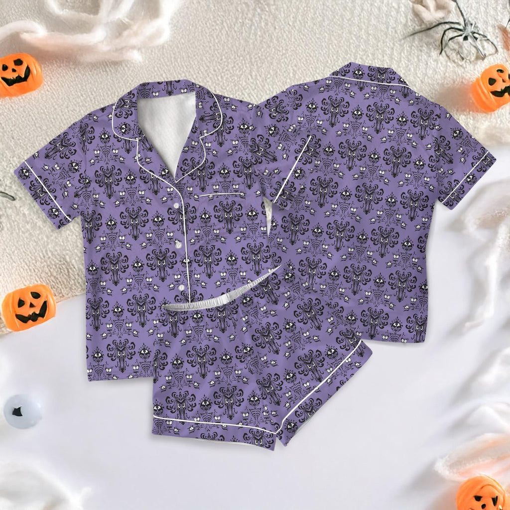 Disney Haunted Mansion Satin Short Pajamas set, Hitchhiking Ghosts Women Pajamas, Horror Movie Shorts Pajamas, Bridesmaid Pajamas