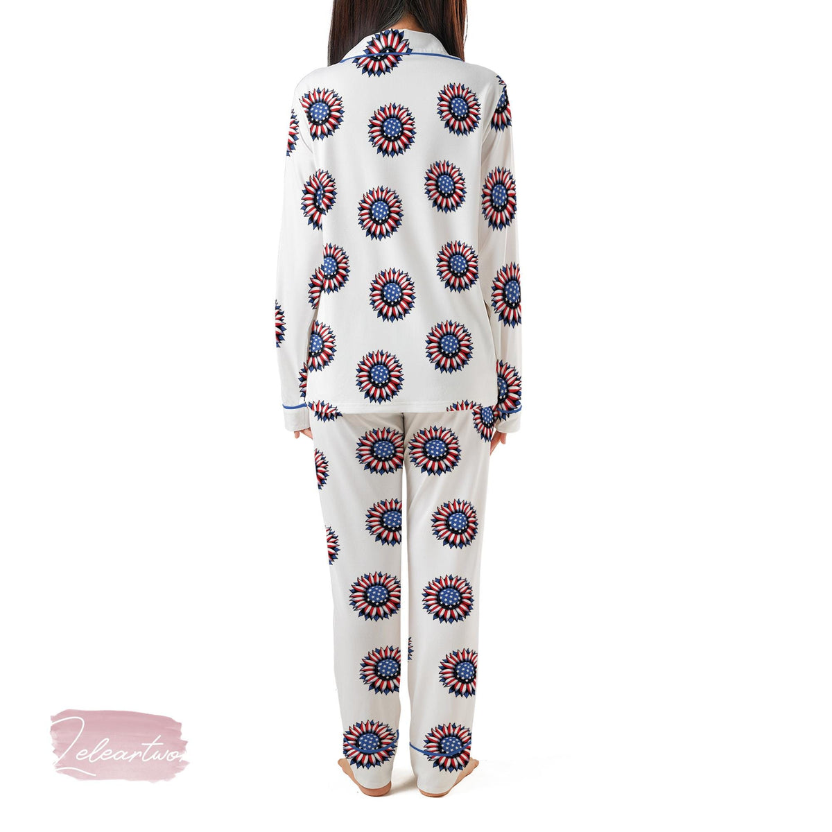 American Flower Set – Patriotic Starburst Pajama Shorts | USA Summer Sleepwear | 4th of July Lounge Gift