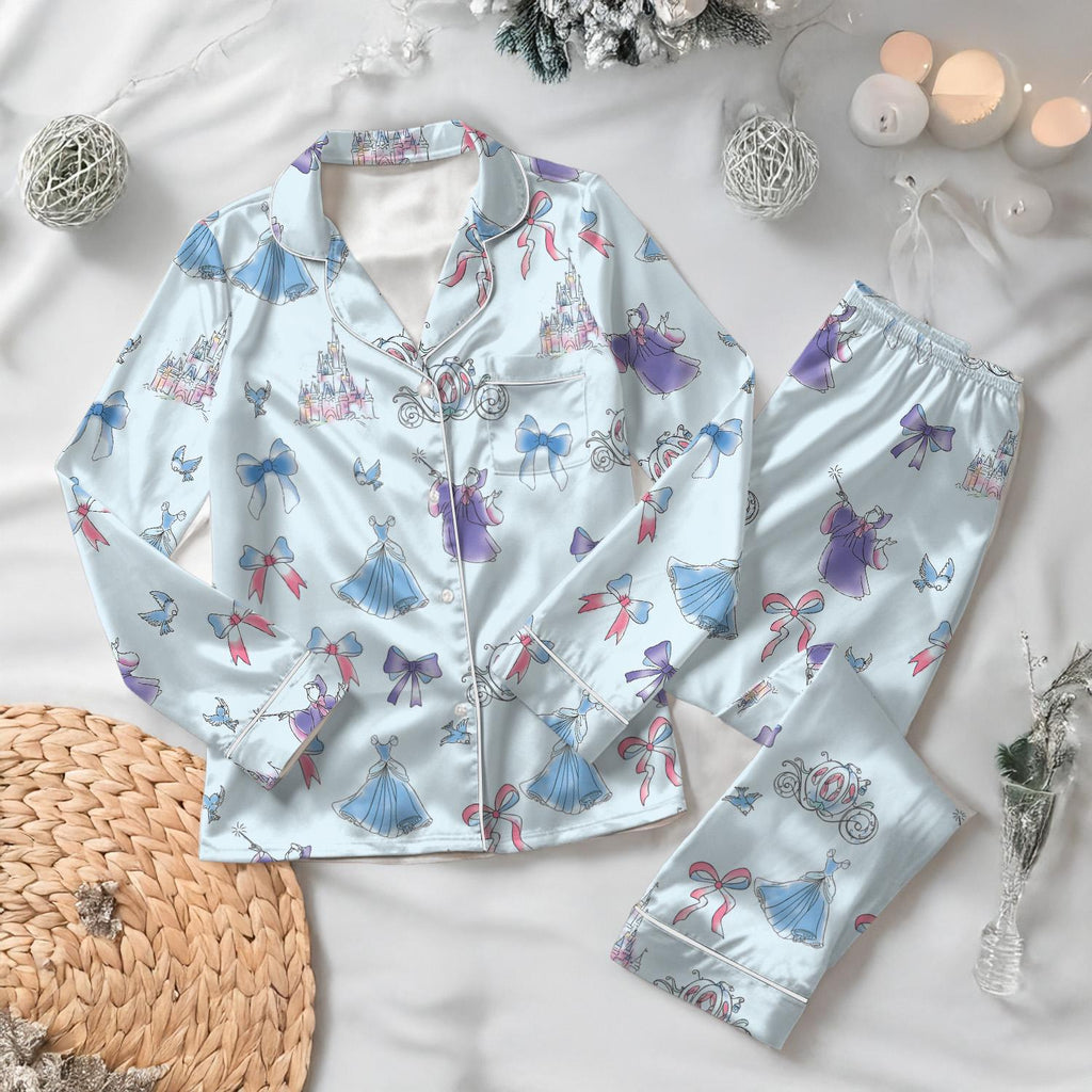 Disney Coquette Cinderella Pajamas Long Set, Cinderella Princess Pajamas, Disney Princess Pajamas Family, Meet Me At Midnight Pajamas