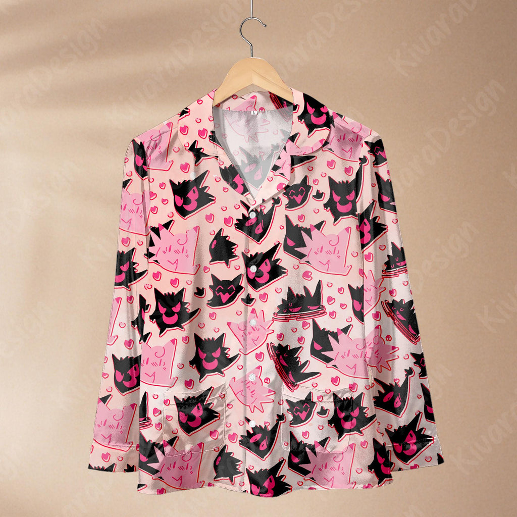 Ghost Love Funny Pajamas Set Gengar Jigglypuff Loungewear Pajamas Comfort for Fans