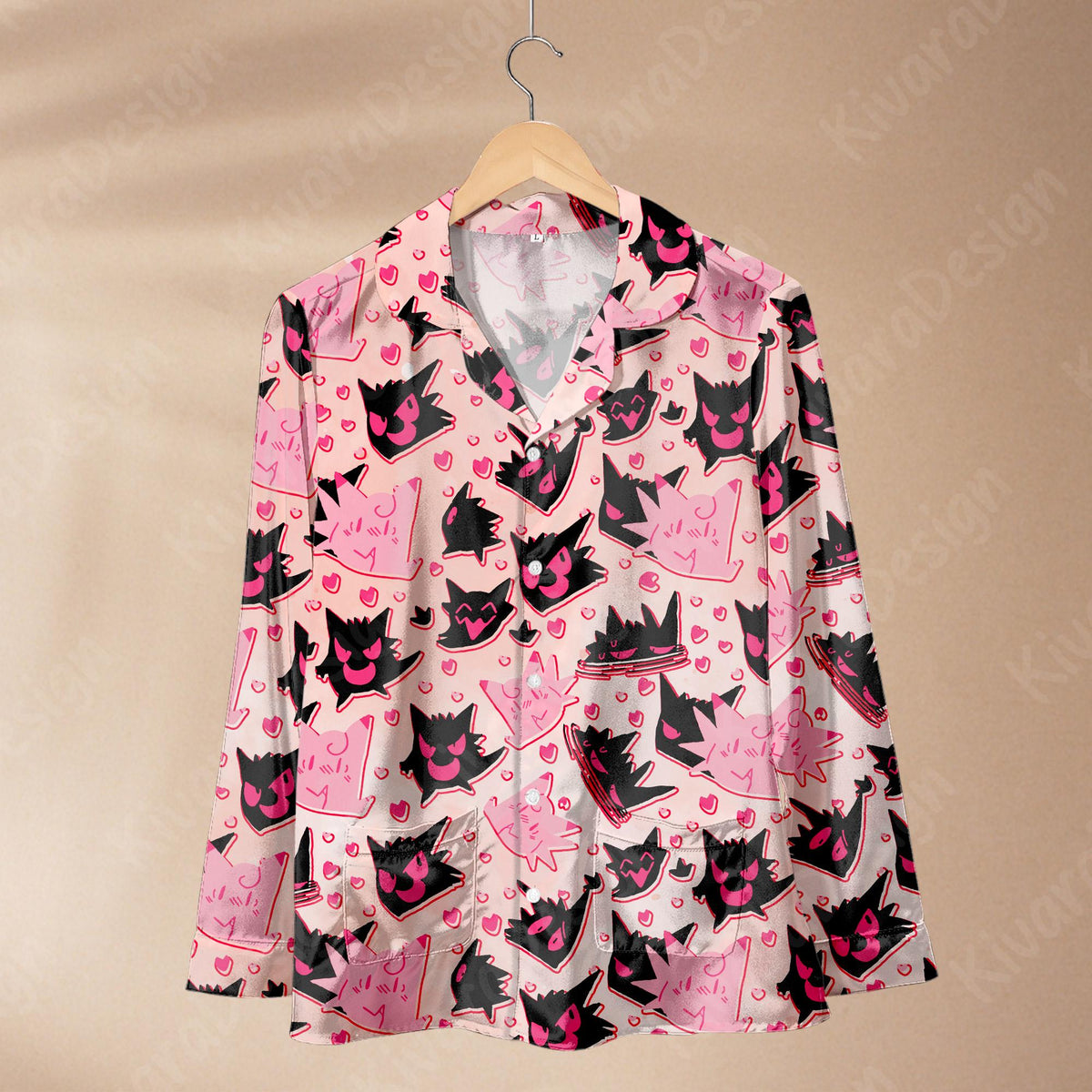 Ghost Love Funny Pajamas Set Gengar Jigglypuff Loungewear Pajamas Comfort for Fans