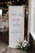 Custom Fabric Wedding Welcome Sign • Modern Linen Wedding Sign • Wedding Banner • Personalised Wedding Decor • Engagement Party Sign