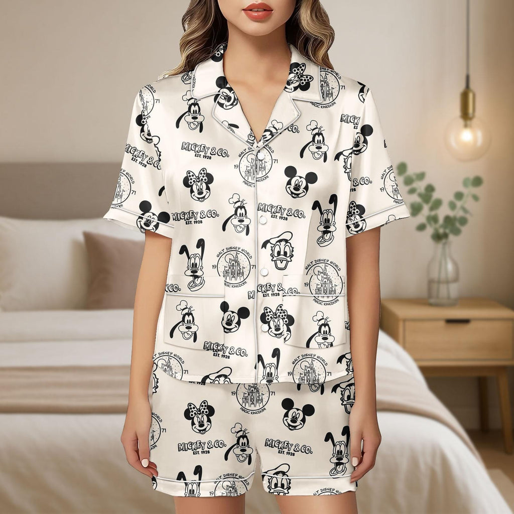 Disney Mickey And Friends Satin Pajamas, Mickey And Co Women Pajamas, Disneyland Pajamas Shorts, Magic Kingdom Gift