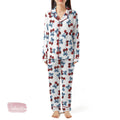 American Flag Cherry Bow Pajama Set – Patriotic Short Sleeve Sleepwear, Cute 4th of July Loungewear Gift for Her
