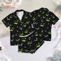 Oogie Boogie Halloween Satin Pajamas Shorts Set, Disney Halloween Short Sleeve Pjs, Spooky Disney Sleepwear, Disney Villain Pjs Set