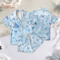 Princess Elsa Bow Pajamas Short Set, Elsa Coquette Bow Sleepwear, Disney Frozen Elsa Short Sleeve Pjs, Disney Castle Holiday Pajamas