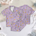 Coquette Bow Rapunzel Satin Pajamas Short Set, Disney Tangled Short Sleeve Pjs, Tangled Coquette Bow Pajamas, Bridesmaid Matching Sleepwear