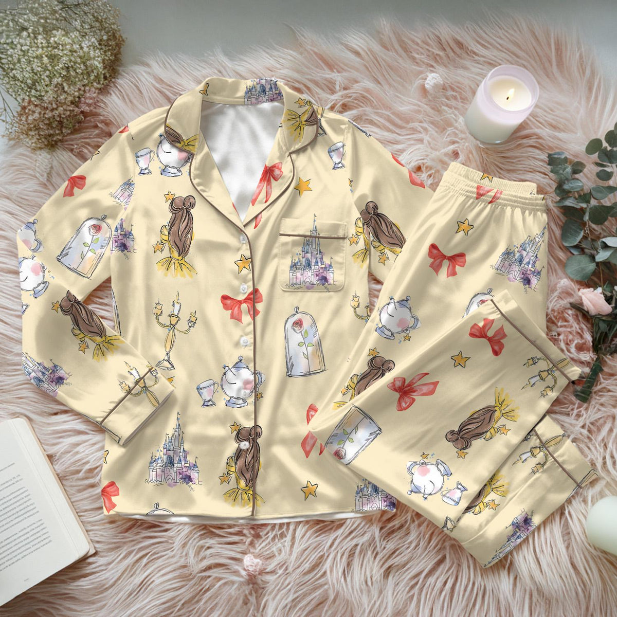 Belle Princess Coquette Pajamas Set, Disney Princess Holiday Pajamas, Beauty And The Beast Pajamas, Magic Kingdom Outfit