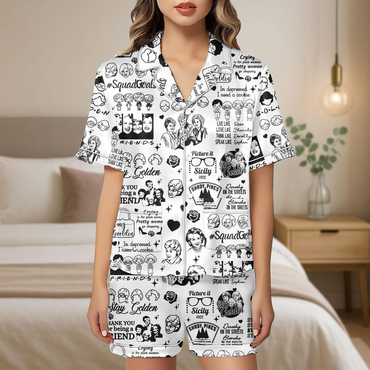 The Golden Girls Satin Pajamas, Stay Golden Pajamas Set, Thank You For Being A Friend Pajamas, Golden Girls Gift, Cozy Sleepwear