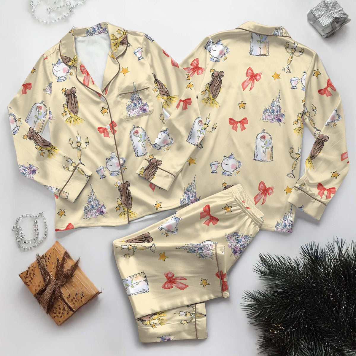 Belle Princess Coquette Pajamas Set, Disney Princess Holiday Pajamas, Beauty And The Beast Pajamas, Magic Kingdom Outfit
