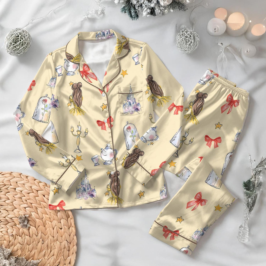 Belle Princess Coquette Pajamas Set, Disney Princess Holiday Pajamas, Beauty And The Beast Pajamas, Magic Kingdom Outfit