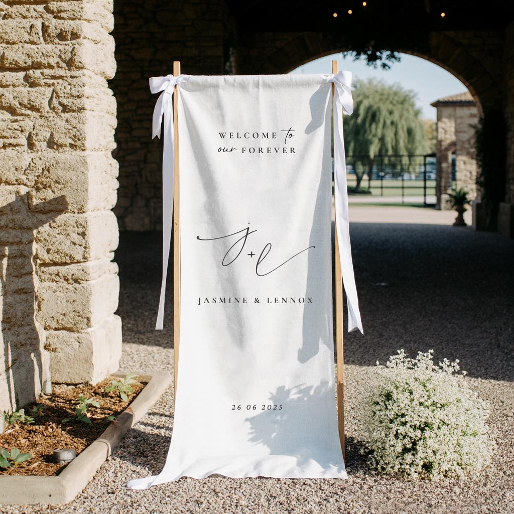Fabric Wedding Seating Chart & Welcome Sign | Elegant Linen Wedding Sign Set