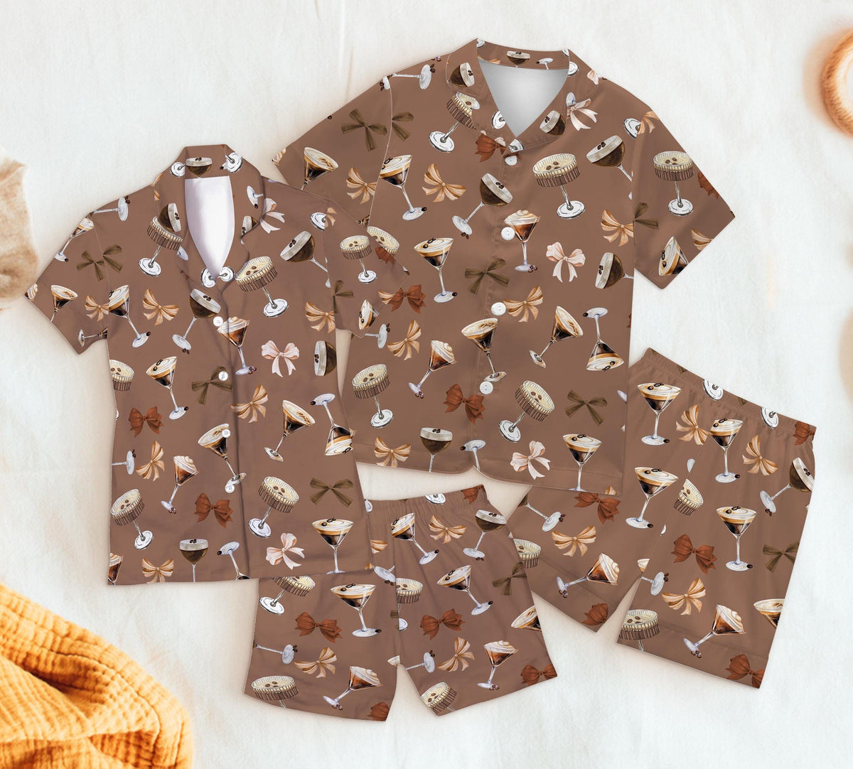 Espresso Martini Cocktail Club Short Pajama Set, Coquette Espresso Martini Short Pajama, Cocktail Lover Gift, Espresso Martini Short Pjs