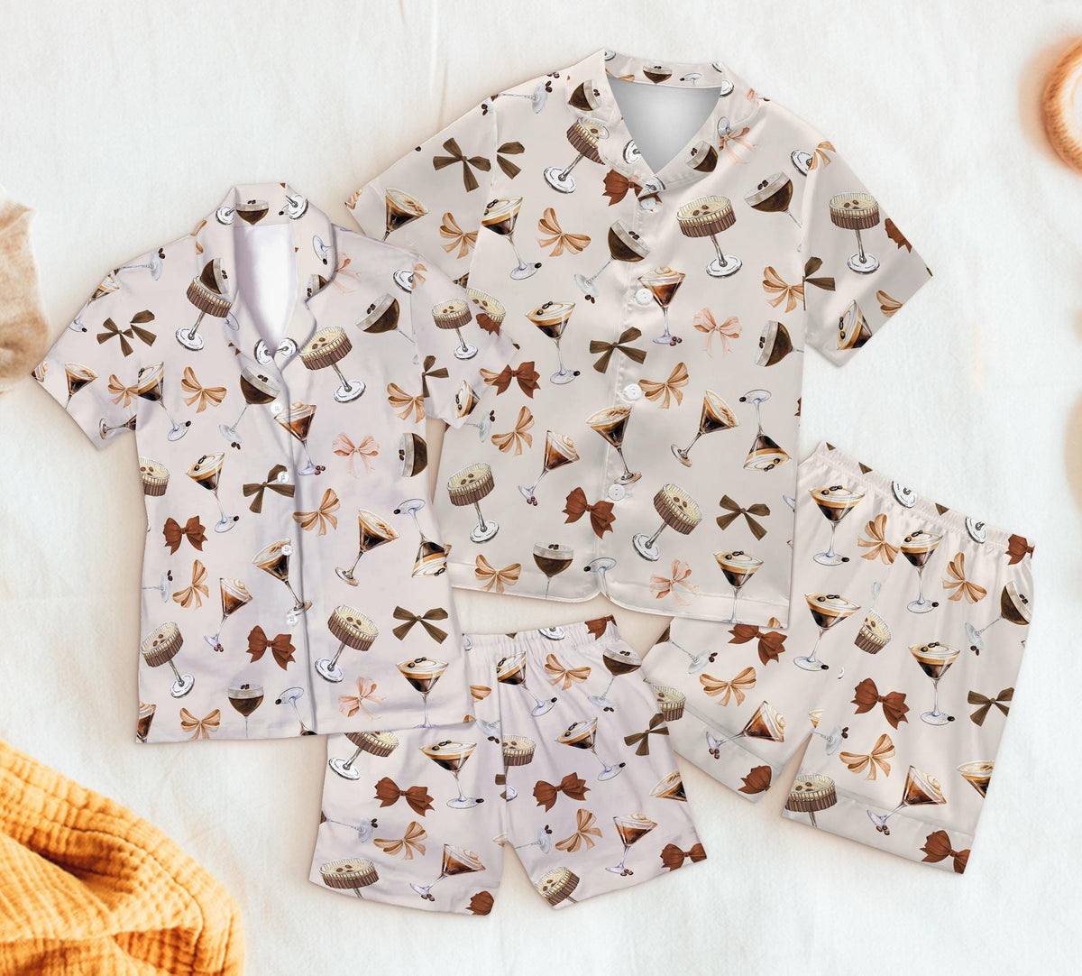 Espresso Martini Cocktail Club Short Pajama Set, Coquette Espresso Martini Short Pajama, Cocktail Lover Gift, Espresso Martini Short Pjs