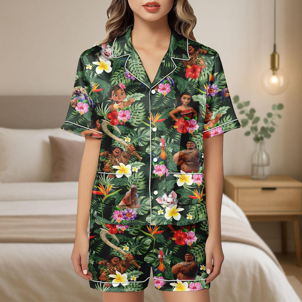Moana Maui Pua HeiHei Satin Pajamas Set, Disneyworld Short Pajamas, Disneyland Women Pajamas, Disney Movie Short Pajamas, Birthday Gift