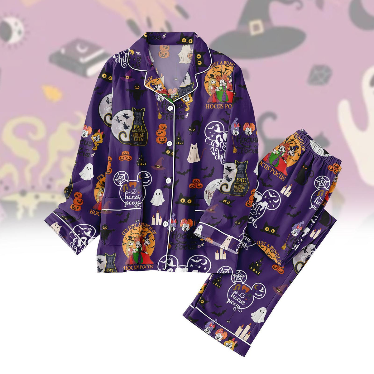 Mickey Hocus Pocus Pajamas Set, Disney Sanderson Sisters Women Pajamas, Spooky Season, Trick Or Treat Pj Set