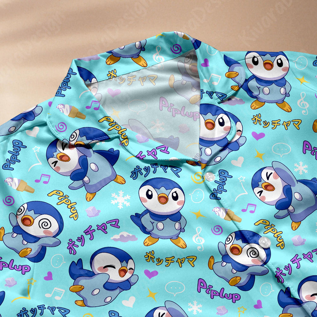 Cute Blue Penguin Pajama Set - Anime Comfortable Kawaii Loungewear Gift for Anime Fans