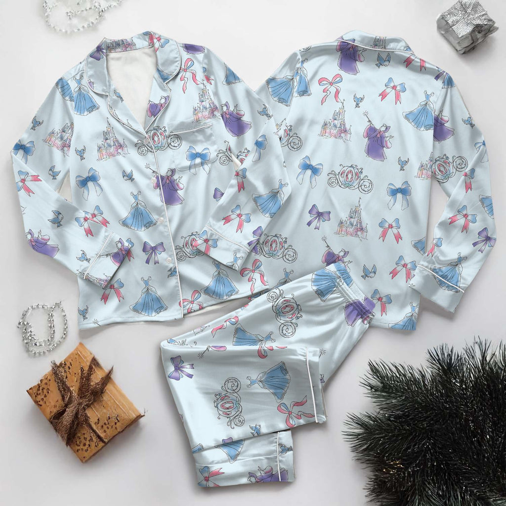 Disney Coquette Cinderella Pajamas Long Set, Cinderella Princess Pajamas, Disney Princess Pajamas Family, Meet Me At Midnight Pajamas
