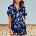 Jellyfish Satin Pajamas Set, Ocean Women Sleepwear, Cute Sea Creature Short Pajamas, Summer Nightwear, Funny Holiday Pjs, Gift For Her