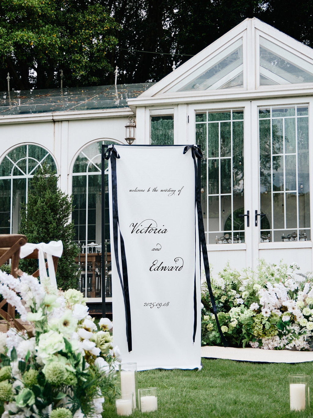 Fabric Engagement Sign, Custom Welcome Banner, Rustic Garden Party Decor, Personalized Couple Celebration