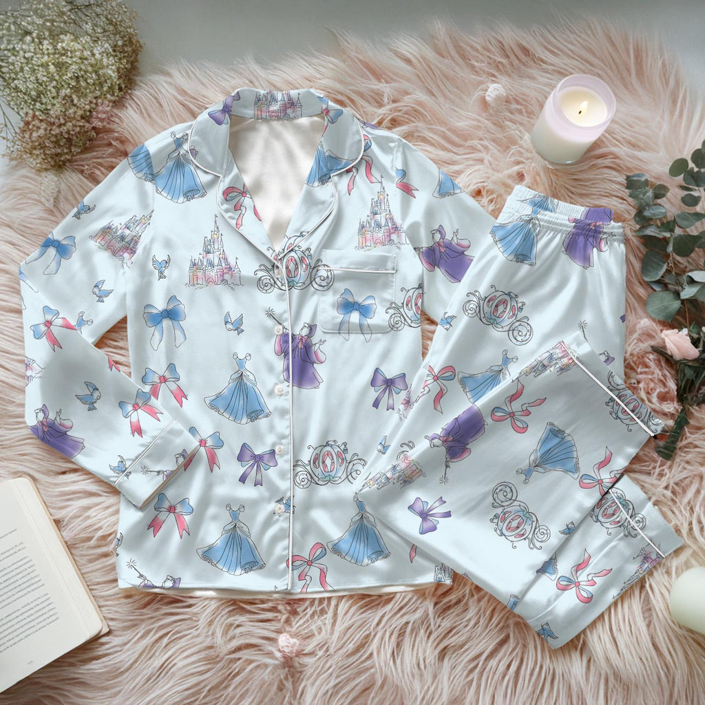 Disney Coquette Cinderella Pajamas Long Set, Cinderella Princess Pajamas, Disney Princess Pajamas Family, Meet Me At Midnight Pajamas