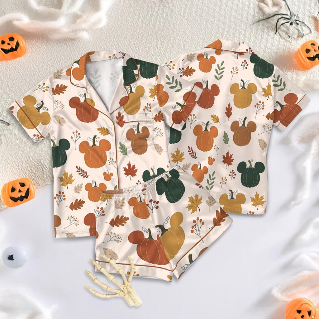 Disney Halloween Mickey Pumpkin Pajamas Set, Fall Disney Mickey Mouse Pajamas, Spooky Season