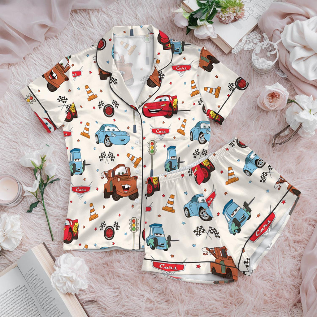 Disney Lightning McQueen Satin Pajamas Set, Disney Cars Movie Holiday Pajamas, Pixar Up Women Pajamas