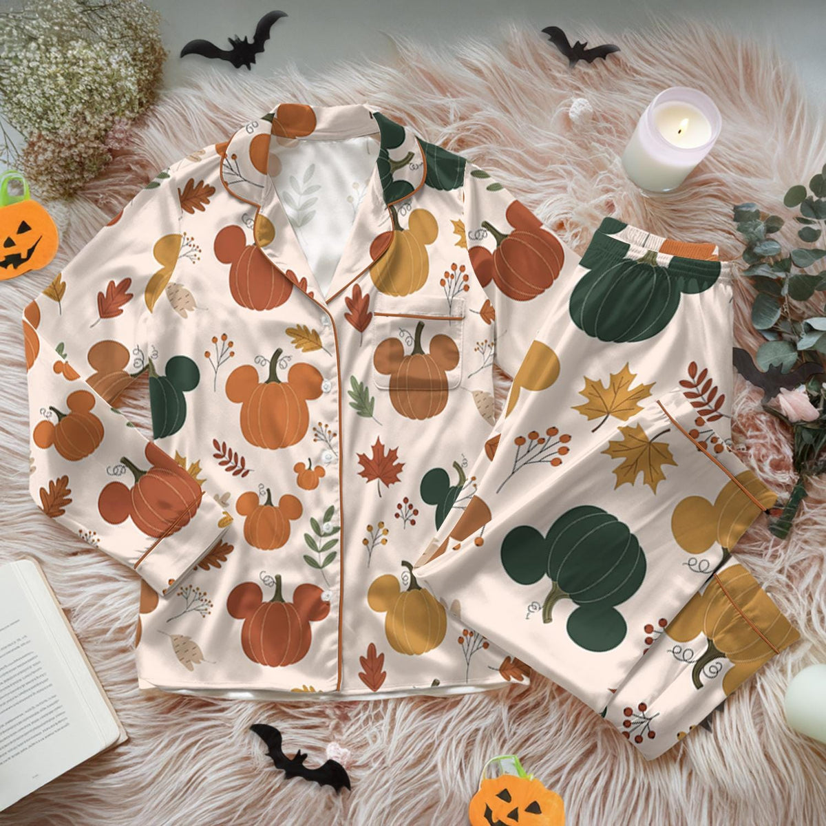 Disney Halloween Mickey Pumpkin Pajamas Set, Fall Disney Mickey Mouse Pajamas, Spooky Season
