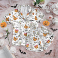 Halloween Mickey & Friends Satin Pajamas Short Set, Disney Satin Short Sleeve Halloween Pajamas, Mickey Pumpkin Trick or Treat Sleepwear