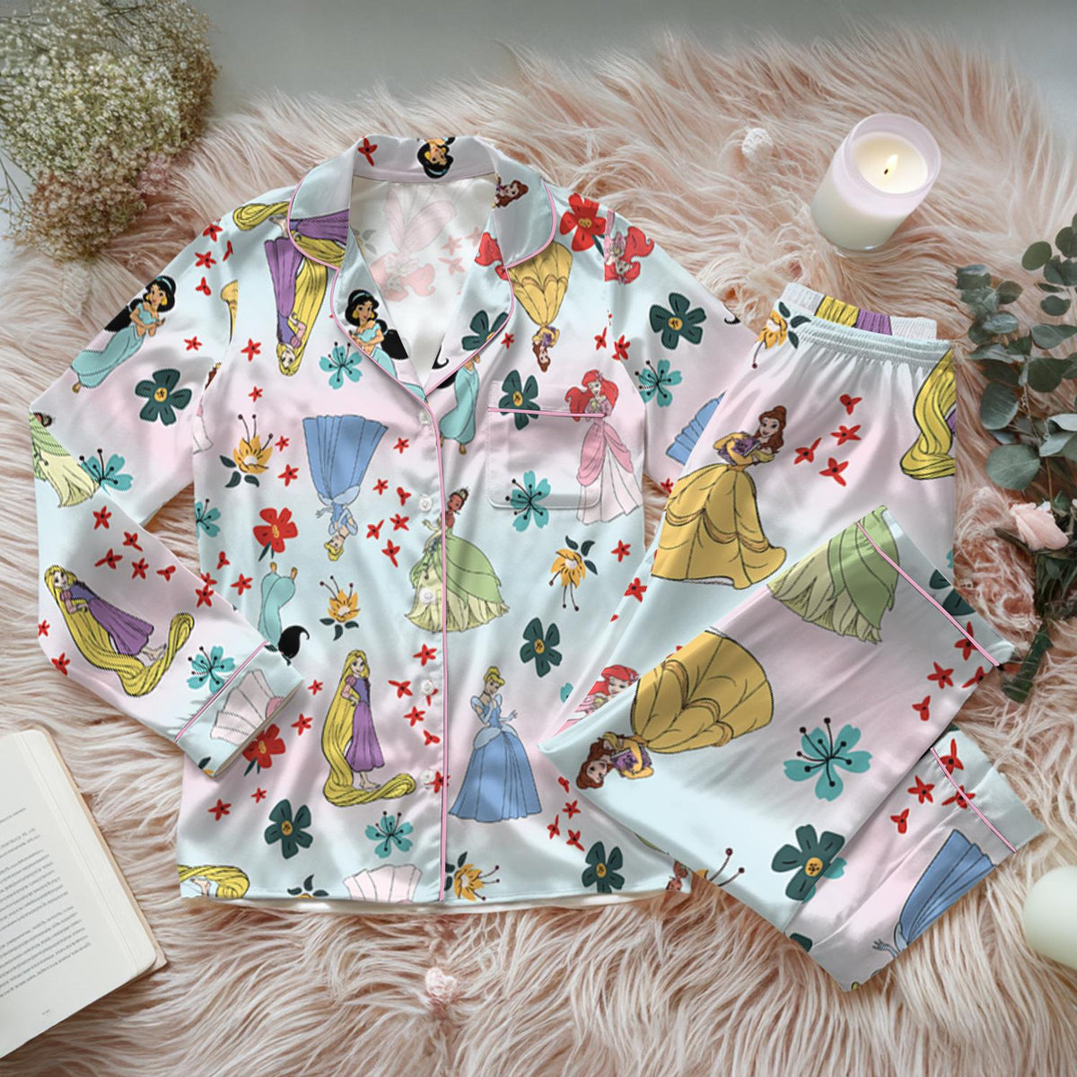 Disney All Princess Characters Pajama Set, Disneyland Princess Womens Pajamas, Bridesmaid Pajamas