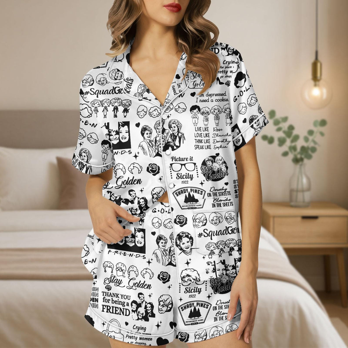 The Golden Girls Satin Pajamas, Stay Golden Pajamas Set, Thank You For Being A Friend Pajamas, Golden Girls Gift, Cozy Sleepwear