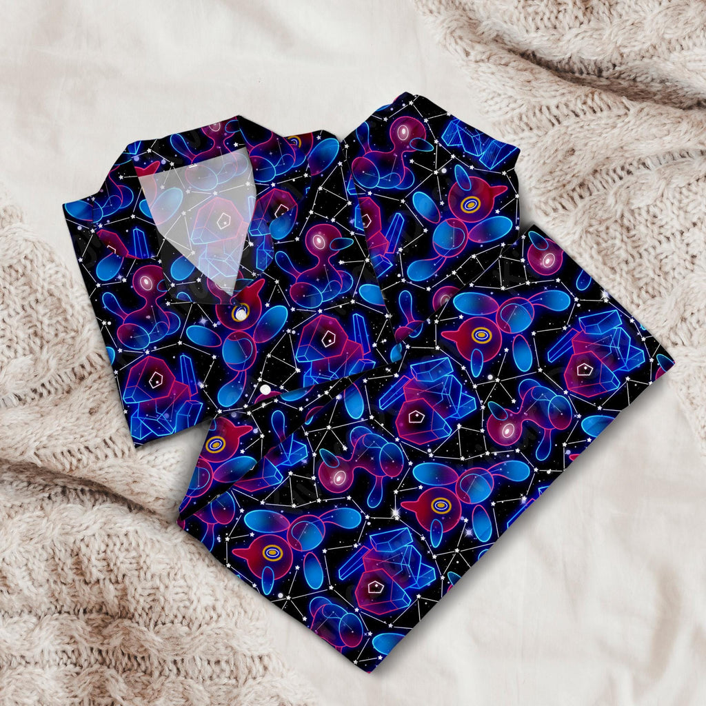 Porygon Mystic Pajama Set Anime Loungewear - Comfortable Video Game Cosmic Digital Sleepwear for Fans