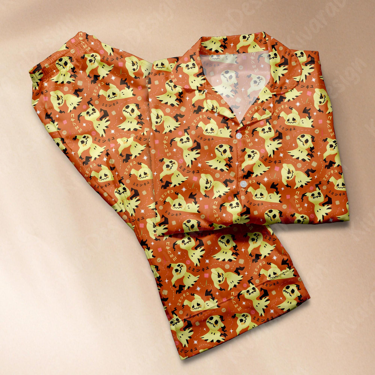 Mimikyu Pajamas Set Kawaii Celestial Loungewear, Soft Pastel Adult Pajamas Gift for Fans