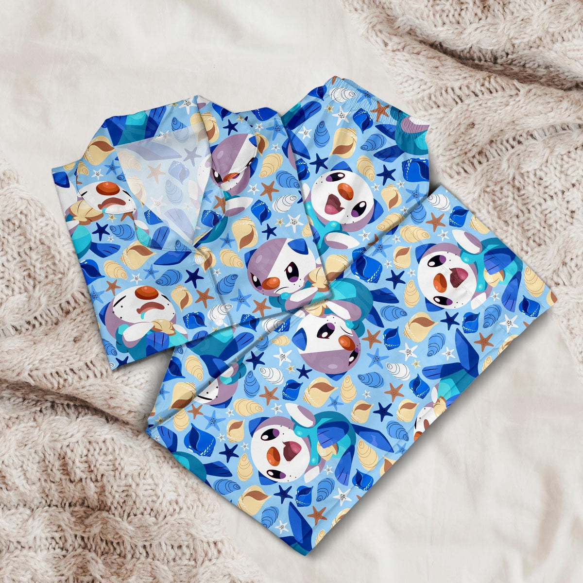 Oshawott Pajama Set Anime Inspired Sleepwear Sea Kawaii Loungewear Gift for Anime Fans