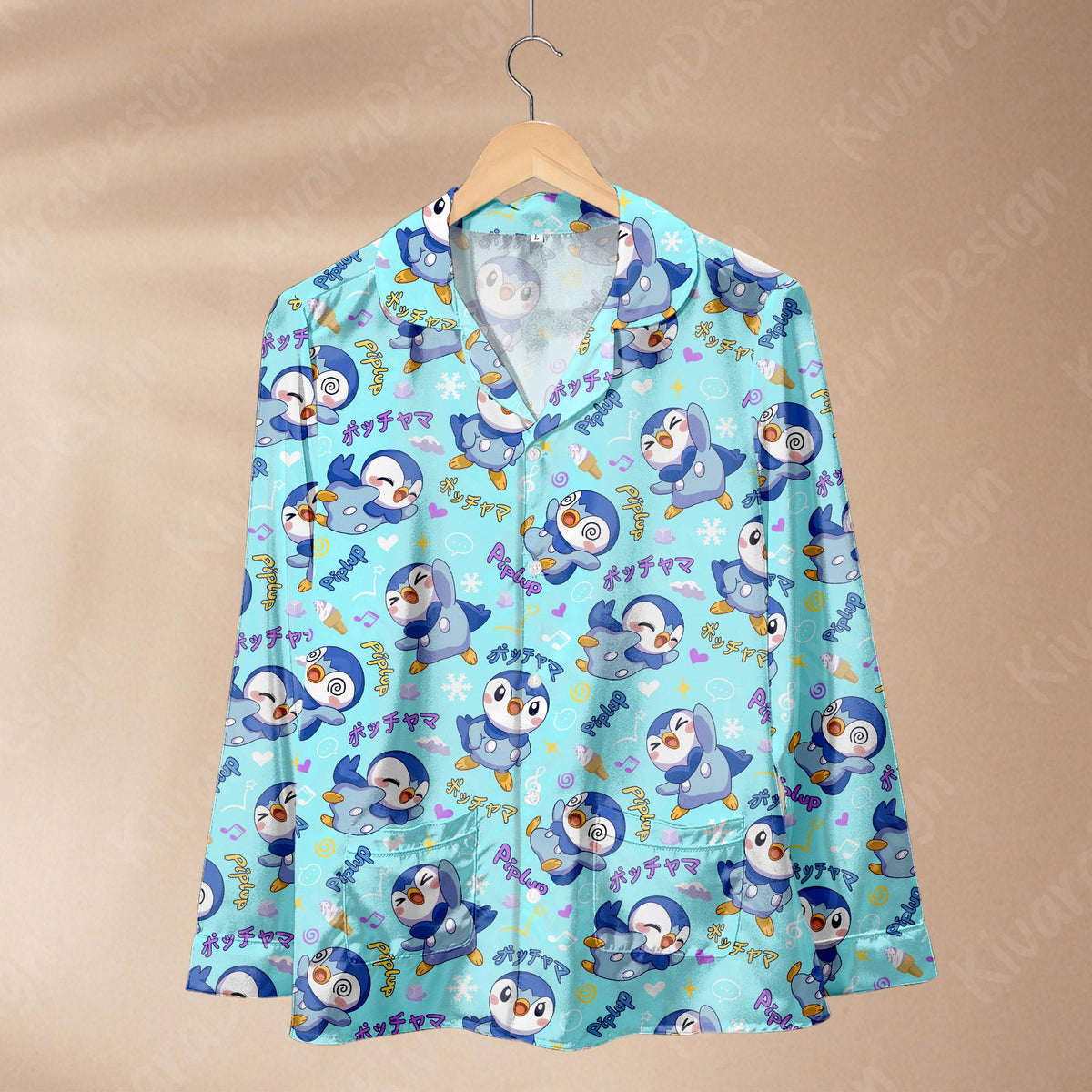 Cute Blue Penguin Pajama Set - Anime Comfortable Kawaii Loungewear Gift for Anime Fans