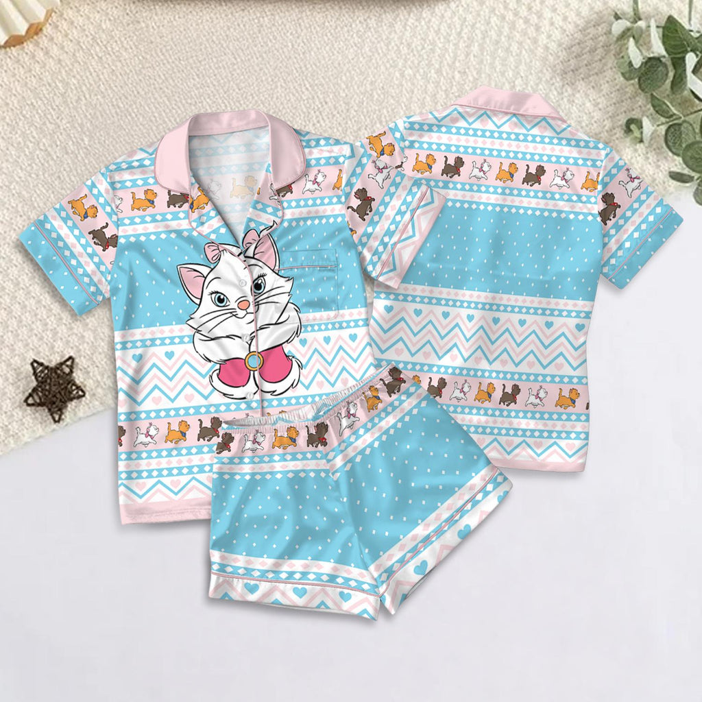 Disney The Aristocats Satin Pajamas Set, Disney Cartoon Hello Since 1970 Pjs, Magic Kingdom Outfit, Aristocats Pajamas Women