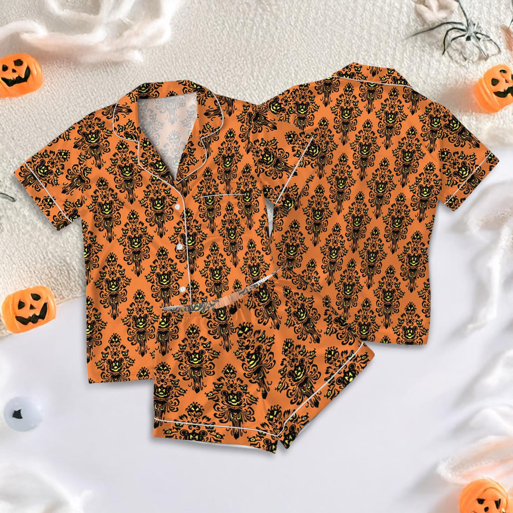 Halloween Mickey Mouse Haunted Mansion Themed Pajamas Set, Disney Hitchhiking Ghosts Pajamas, Horror Movie Pajamas