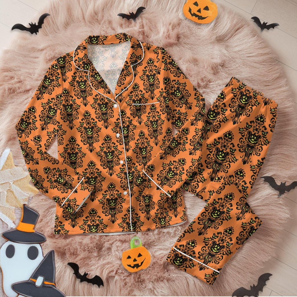 Halloween Mickey Mouse Haunted Mansion Themed Pajamas Set, Disney Hitchhiking Ghosts Pajamas, Horror Movie Pajamas