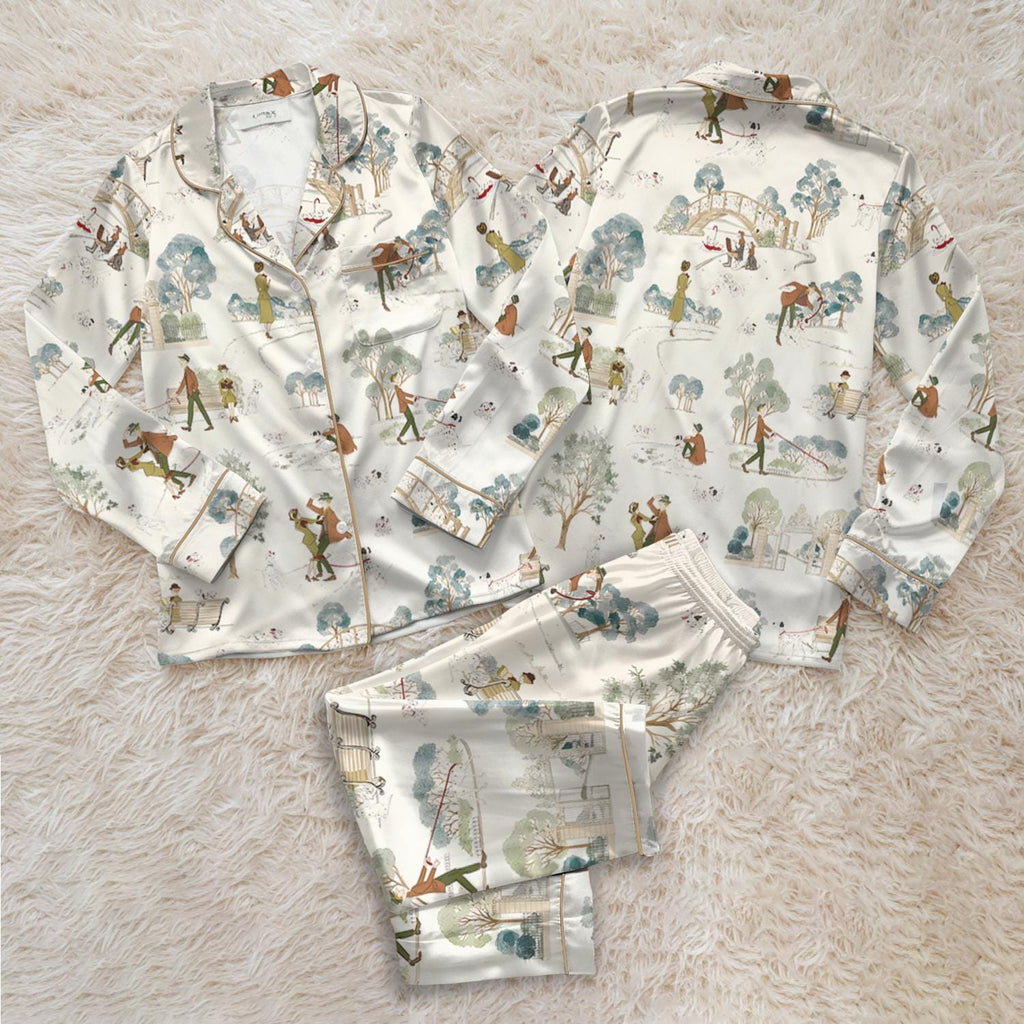 Disney 101 Dalmatians Breeze Blue Satin Pajamas Set, Perdita And Pongo 101 Dalmatians Pajamas, Magic Kingdom Pajamas