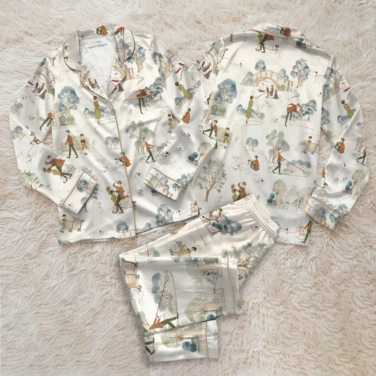 Disney 101 Dalmatians Breeze Blue Satin Pajamas Set, Perdita And Pongo 101 Dalmatians Pajamas, Magic Kingdom Pajamas