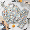Disney Halloween Pajamas Set, Mickey Ghost Pajamas, Disney Pumpkin Satin PJs, Spooky Matching Sleepwear for Women, Fall Holiday Loungewear