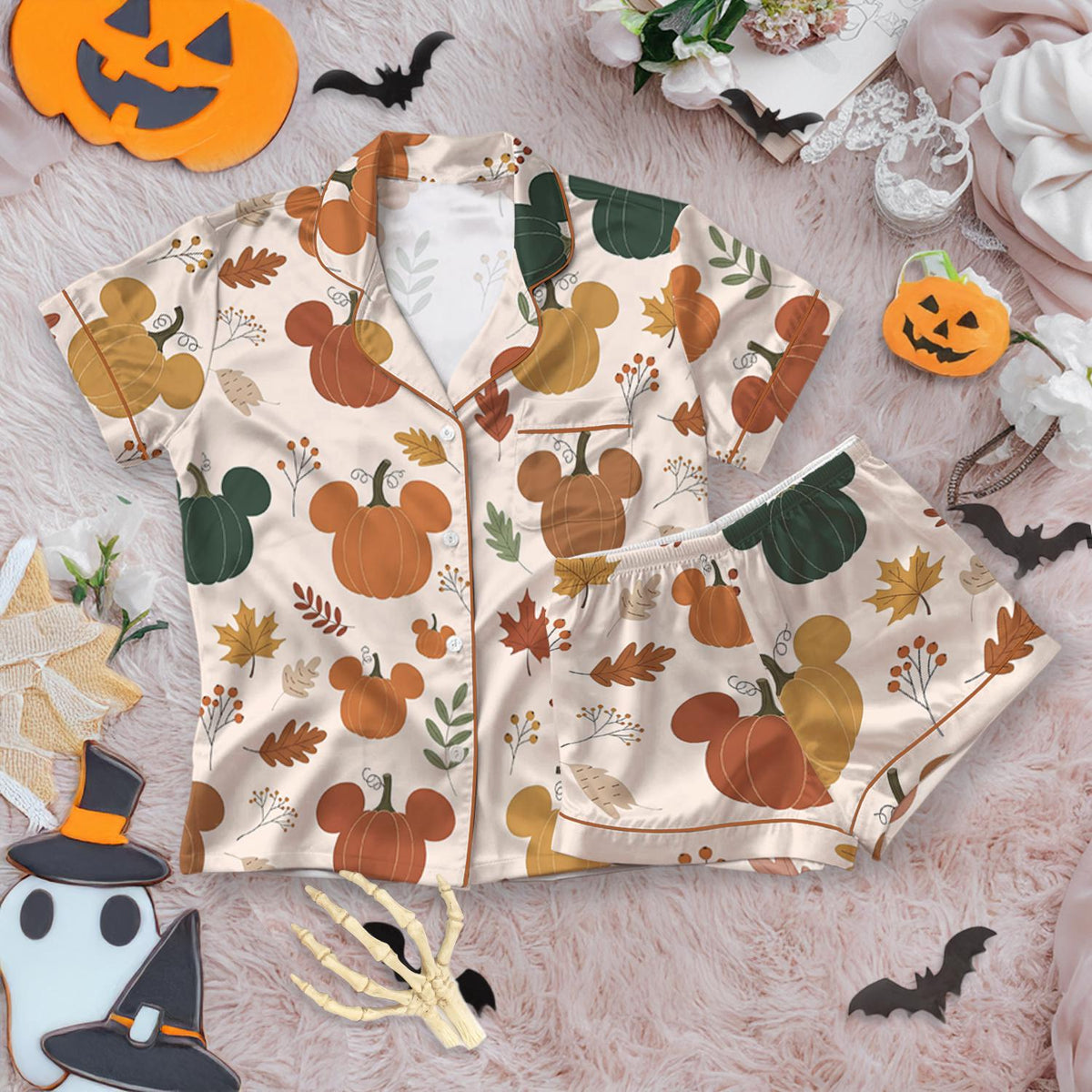 Disney Halloween Mickey Pumpkin Pajamas Set, Fall Disney Mickey Mouse Pajamas, Spooky Season