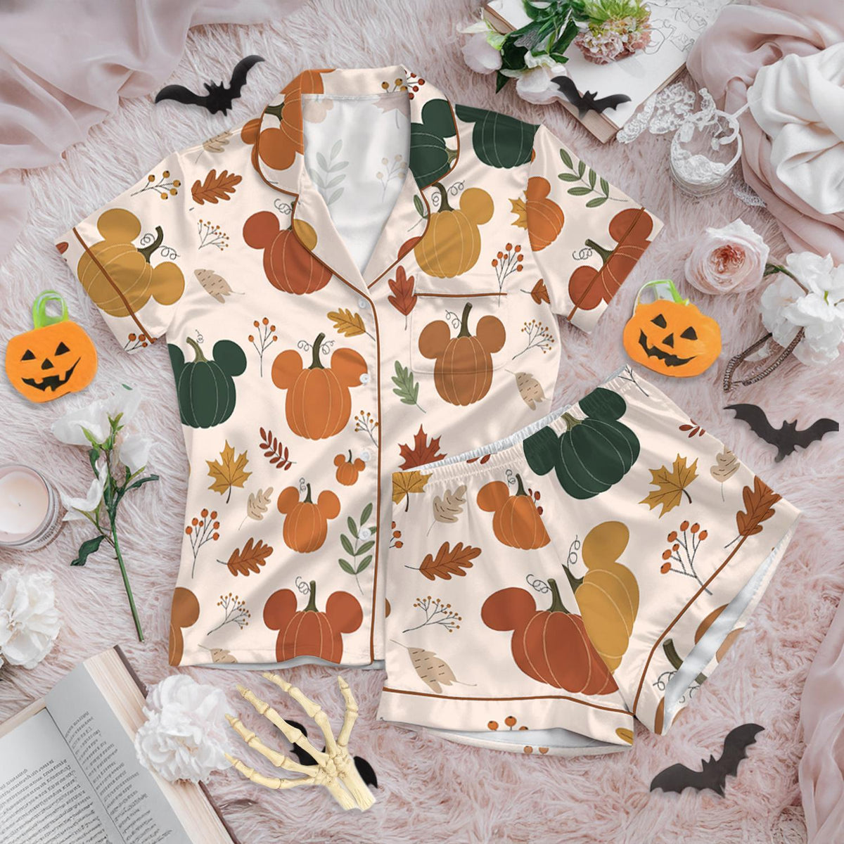 Disney Halloween Mickey Pumpkin Pajamas Set, Fall Disney Mickey Mouse Pajamas, Spooky Season
