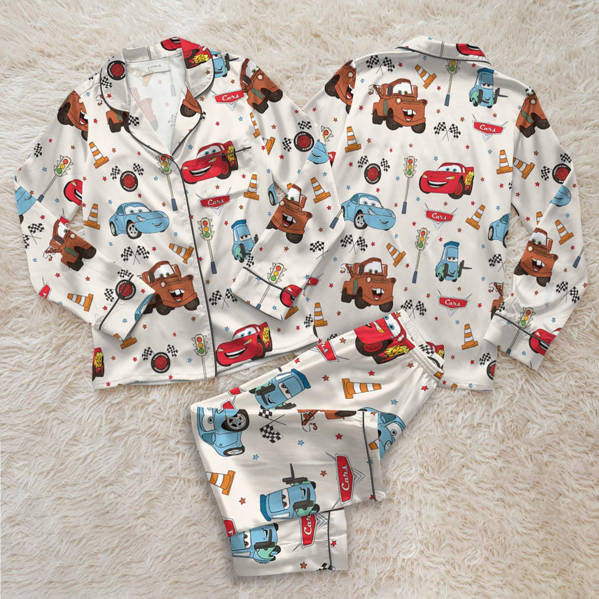Disney Lightning McQueen Satin Pajamas Set, Disney Cars Movie Holiday Pajamas, Pixar Up Women Pajamas