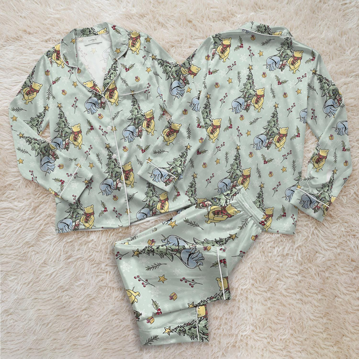 Disney Winnie The Pooh Christmas Tree Pajamas Set, Pooh And Friends Holiday Pajamas, Pooh Eeyore Piglet Xmas Shirt
