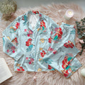 Disney The Little Mermaid Ariel Satin Pajamas Set, Disney Princess Silk Pajamas, Ariel Flounder Pajamas