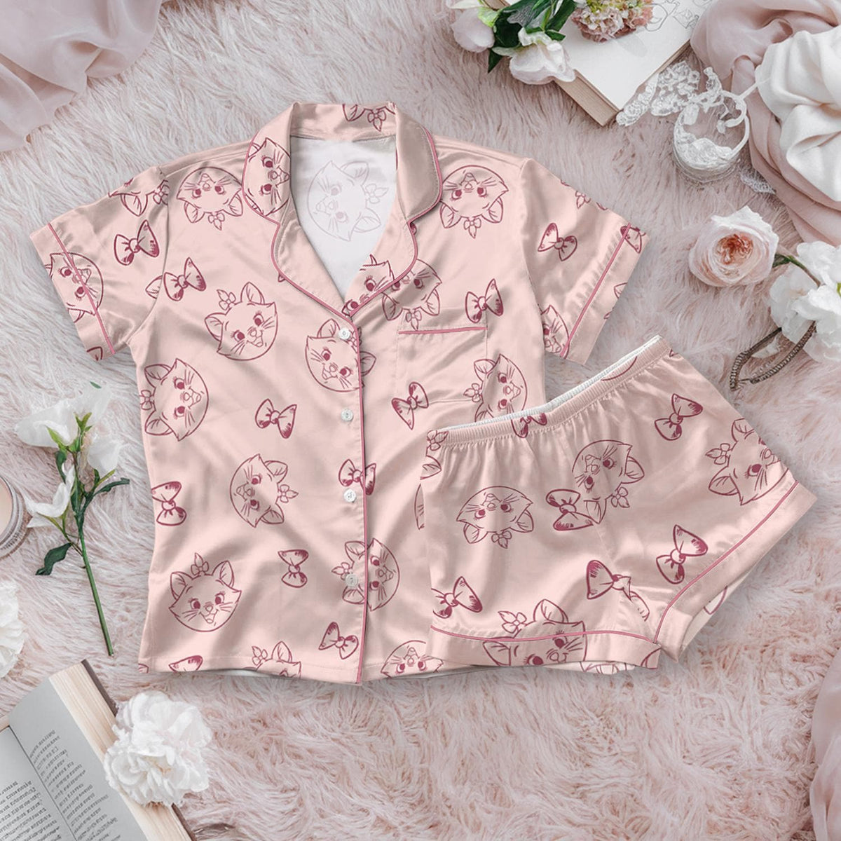 Disney The Aristocats Satin Pajamas Set, Hello Since 1970 Pjs, Magic Kingdom Outfit, Disney Marie Cat Sleepover